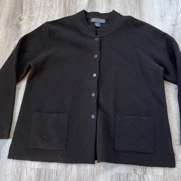 Herman Geist Vintage Wool Cardigan Sweater Jacket Button Pockets M gray - Picture 2 of 7